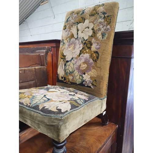 959 - A 19th Century Nursing Chair with tapestry seat and back.