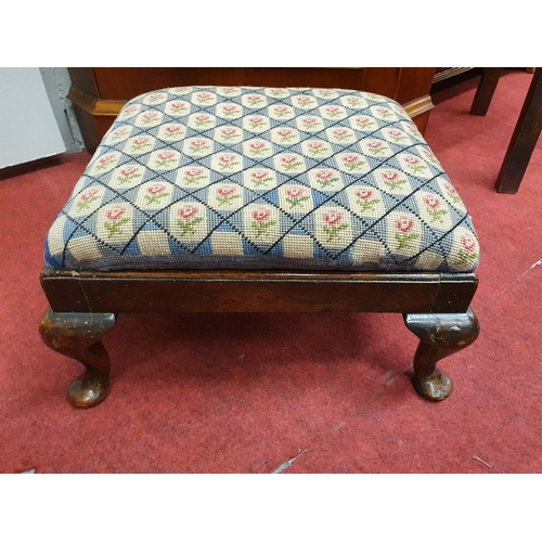 960 - A 19th Century Walnut Stool with tapestry seat.