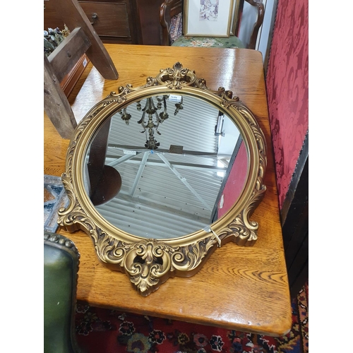 1024 - An oval Mirror and Stained Glass Panel (both AF) along with a Letter Rack and Leather Folder.