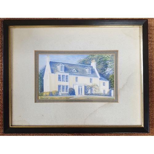 1028 - A 19th Century/early 20th Century Watercolour of a house with letter attached verso. 10 x 16 cms app... 