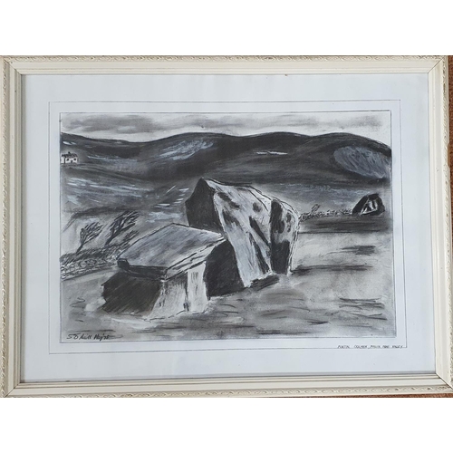 980 - A Charcoal and Pencil highlighted in Pastel of a Dolmen by S O' Neill Hay. 