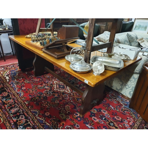 1021 - A good 20th Century Oak plank Dining Table. 182 x 92 x H 75 cms approx.