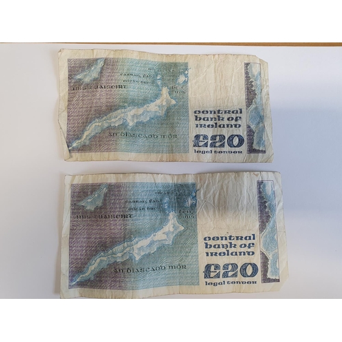 638 - Two £20 Irish Bank Notes along with a £50 Irish Bank note.