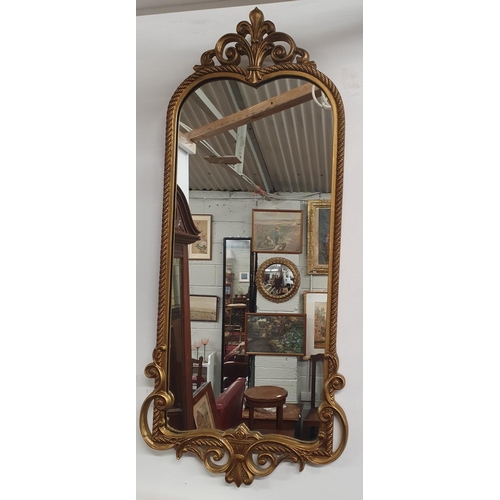 906 - A good Metal Mirror with rope edge outline. 35 x 88 cms approx.