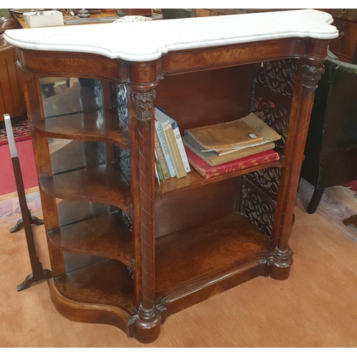 996 - A really good mid 19th Century Walnut open Bookcase with curved outline. The side supports pierced w... 