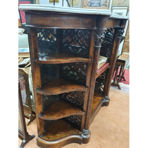 996 - A really good mid 19th Century Walnut open Bookcase with curved outline. The side supports pierced w... 