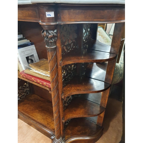 996 - A really good mid 19th Century Walnut open Bookcase with curved outline. The side supports pierced w... 