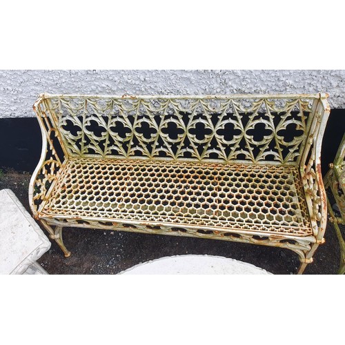 418 - A fantastic heavy Cast Iron Bench with pierced X frame design.