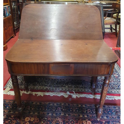 966c - A Georgian Mahogany Bureau along with a Regency Mahogany fold over Tea Table.