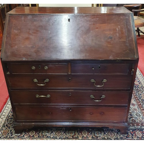 966c - A Georgian Mahogany Bureau along with a Regency Mahogany fold over Tea Table.