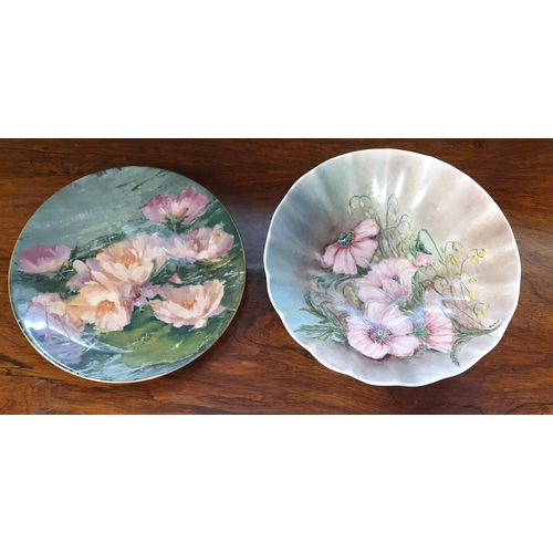 110d - An early 20th Century hand painted centre Dish along with a Royal Daulton example.