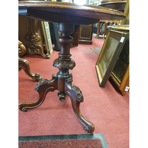 323 - A Victorian Walnut Inlaid Side Table. Top needs repair. D 47 x H 50 cms approx.