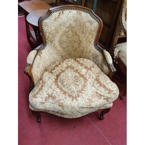 676 - A late 19th Century Timber Gilt upholstered show frame Armchair. W 63, seat H 44 cms approx. along w... 