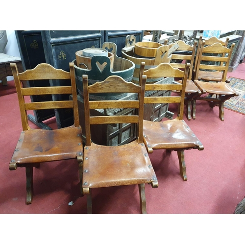 651 - A good set of six Leather seated Chairs (Wessex). 46W x 40D x 93H cms approx.