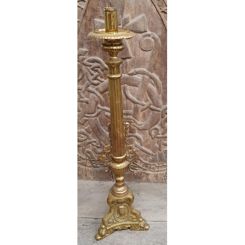 661 - A tall Brass Candle Stick. 77H cms approx.