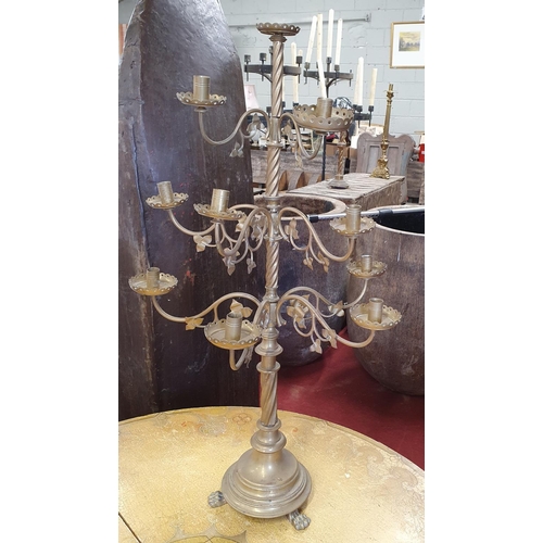 662 - A good large three tier Candelabra in need of work. 103H cms approx.