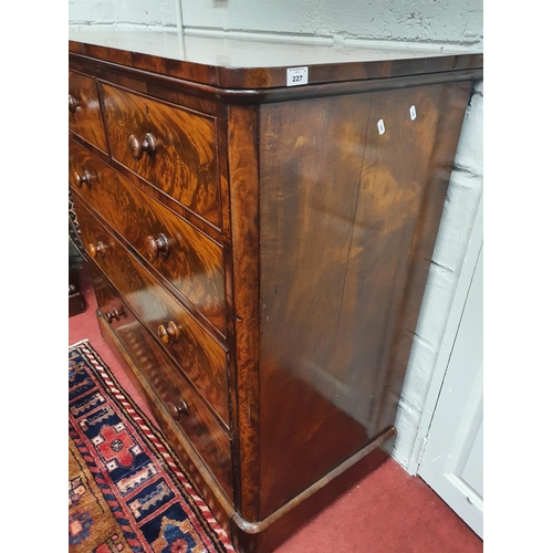 227 - A Victorian Mahogany Chest of Drawers with original timber knobs. W 118 x D 56 x H 115 cms approx.