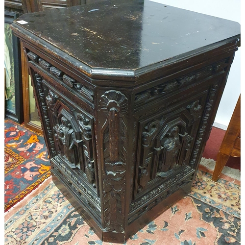 255 - A good pair of highly carved 19th Century Oak Pedestals. W 56 x D 54 x H 70 cms approx.