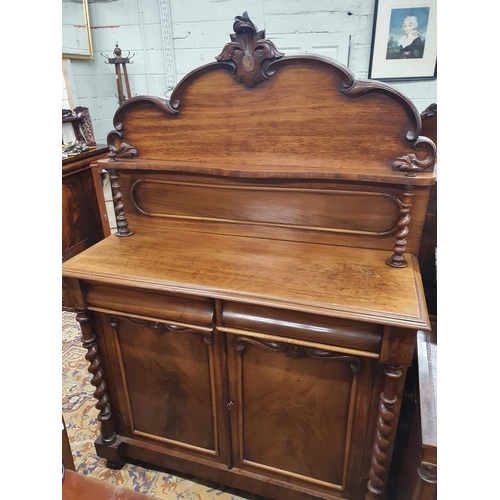 266 - A 19th Century Mahogany Chiffonier with galley back, barley twist supports and twin drawers. W 122 x... 