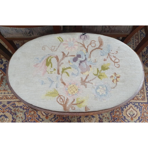 283 - A lovely Edwardian Mahogany oval Stool with tapestry seat. W 62 x 40 x H 55 cms approx.