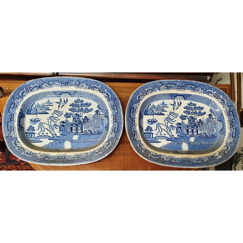 237 - A good quantity of blue and white and other platters.