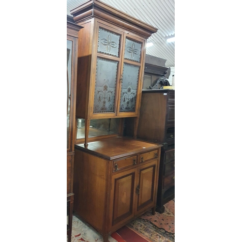 257 - A very unusual late 19th Century, early 20th Century Mahogany and inlaid two door Side Cabinet with ... 