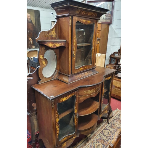 289 - A late 19th Century Mahogany and inlaid Display Cabinet with bow fronted outline.W 138 x D 46 x H 20... 