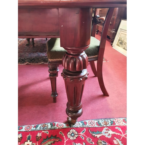 311 - A good mid Victorian Mahogany two leaf Dining Table with turned and fluted supports. l 230 x W 122 c... 