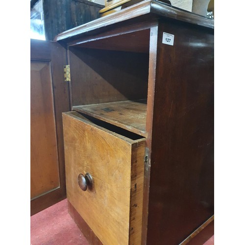 127 - A good pair of 19th Century Bedside Cabinets with door outline.