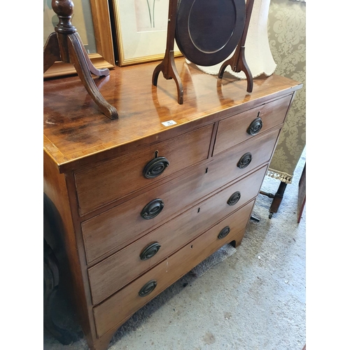 357 - A good neat Georgian Mahogany Chest of Drawers with boxwood inlay. W 94 X D 51 cms.