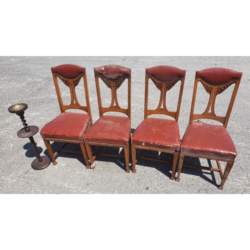 341 - A 20th Century three door roped edge Mahogany Sideboard, a set of four Oak Art Nouveau Chairs, A fur... 