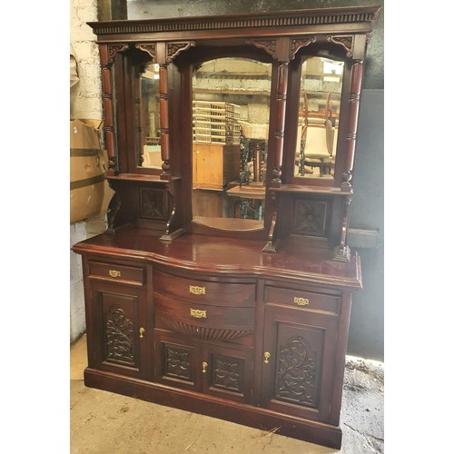 397 - An Edwardian Mahogany Sideboard, Leather Tub Chair along with a good three searter Chesterfield Couc... 