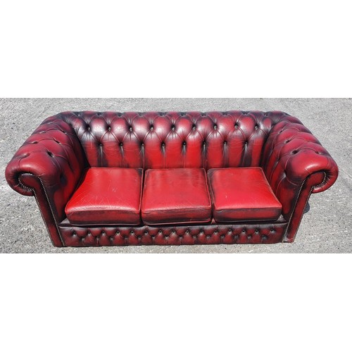 397 - An Edwardian Mahogany Sideboard, Leather Tub Chair along with a good three searter Chesterfield Couc... 