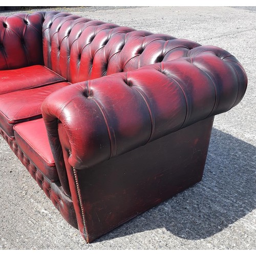 397 - An Edwardian Mahogany Sideboard, Leather Tub Chair along with a good three searter Chesterfield Couc... 