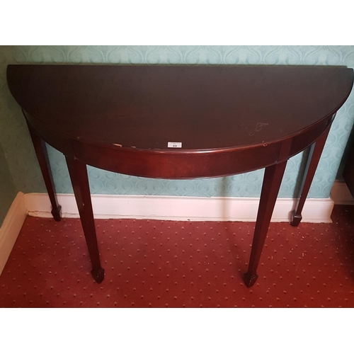 233 - A good pair of Mahogany Half Moon Tables of shallow proportions. (with slight scratches). 112W x 45D... 