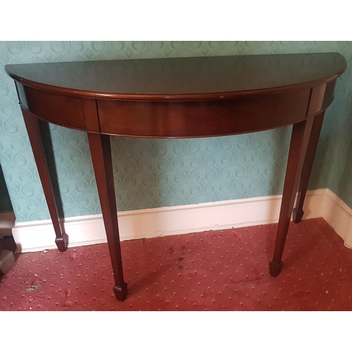 233 - A good pair of Mahogany Half Moon Tables of shallow proportions. (with slight scratches). 112W x 45D... 