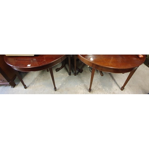 233 - A good pair of Mahogany Half Moon Tables of shallow proportions. (with slight scratches). 112W x 45D... 