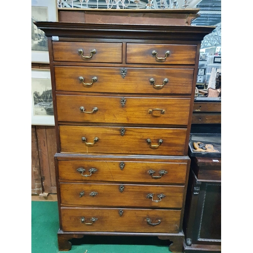 260 - A Georgian Mahogany Chest on Chest. W 112cms x H 180cms.