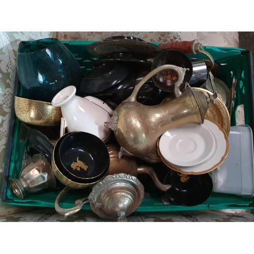 197 - A large quantity of miscellaneous items - to include an old TV, Delph ware, Record Player etc.