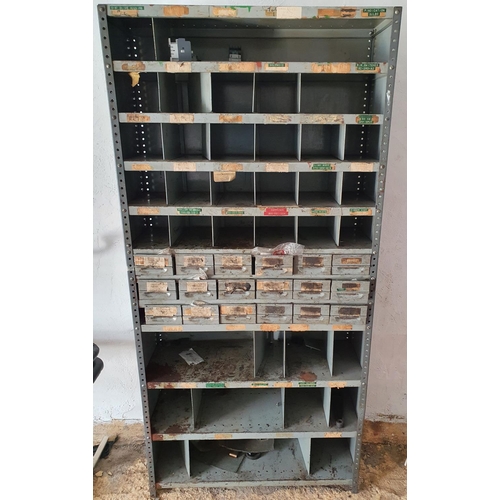 308 - A metalworker's Bank of Shelves. (Not sold with the option). 92W x 32D x 190H cms approx.