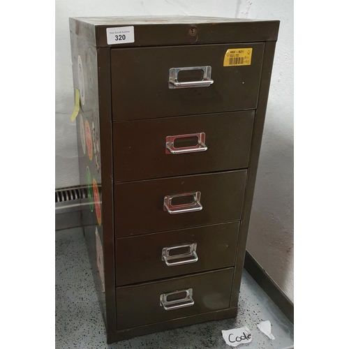 320 - A metalworker's set of Drawers. 28W x 42D x 60H cms approx.