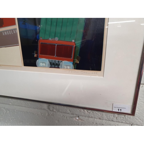 11 - Thomas Seawell - 'The Town Triptych', Print signed LR. 84W x 57H cms approx.