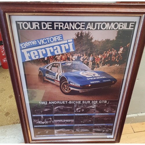 3 - A framed Ferrari Tour de France Automobile Print, celebrating Ferrari wins from 1951-1982. 60W x 85H... 