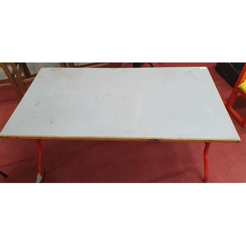 390 - A wooden Fold Up Table with grey top. Please note this is a generic photo.