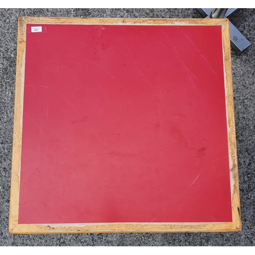 417 - A red topped square Table with chrome base. Please note this is a generic photo. (There are 2 of the... 