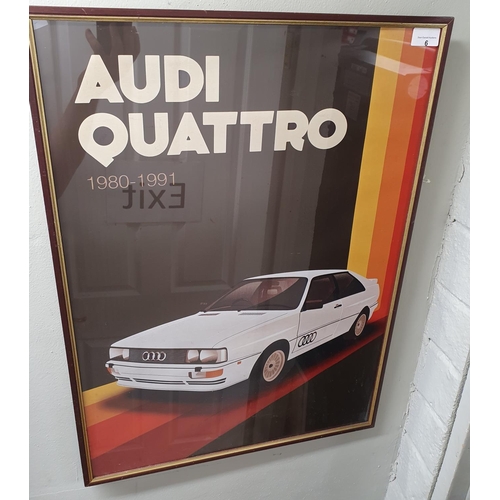 6 - A good framed 'Audi Quattro 1980-1991' Print. 52W x 72H cms approx.
