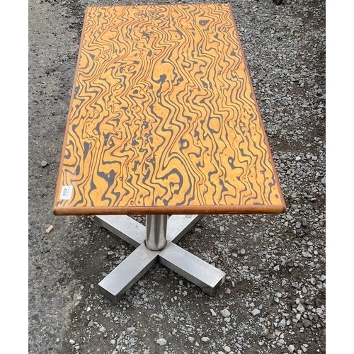 420A - A brown marble effect rectangular topped Table with chrome base. Please note this is a generic photo... 