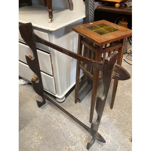 420 - An Arts and Crafts Stand with tiled top along with a 19th Century Gun Rack.