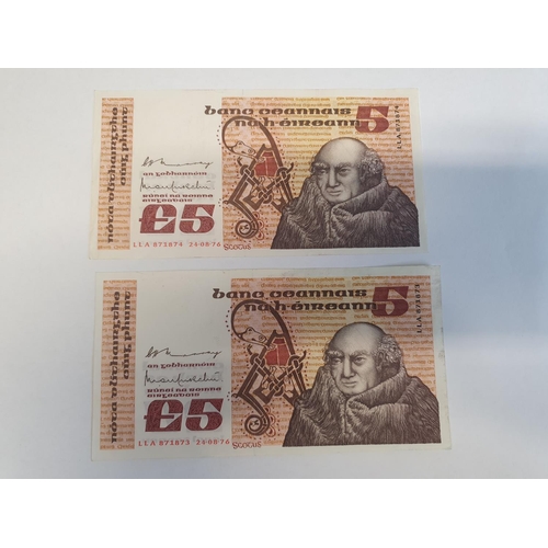 330d - 1976 £5 B Series. 2 in sequence.