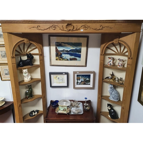 330 - A Superb Pine alcove Display Cabinet consisting of two alcove corner open display cabinets along wit... 